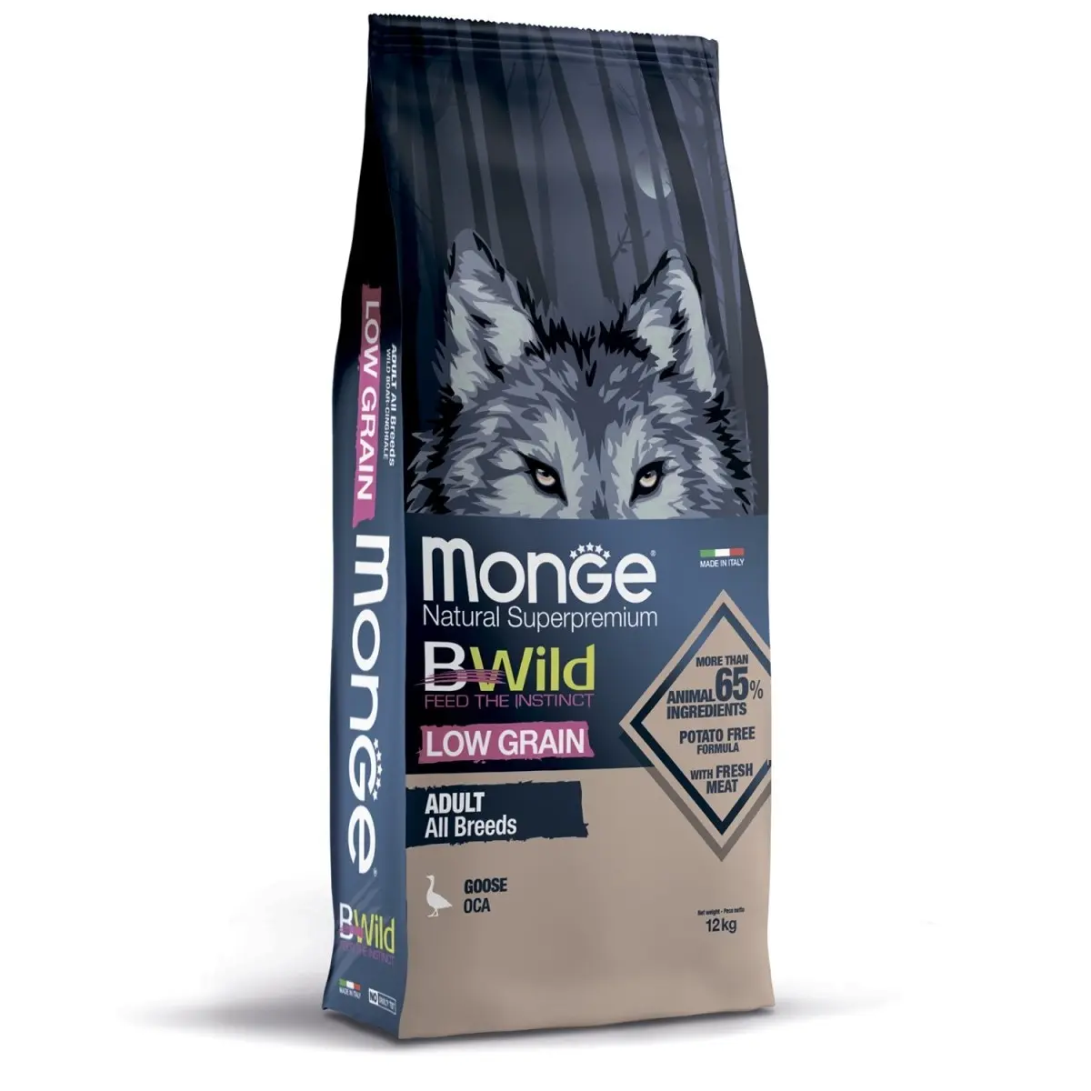 Monge BWild Dog Adult All Breeds: carne de gasca, fara cereale, 12kg