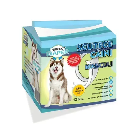 Scutece pentru caini masculi Perfect Diaper M-L 12 buc pachet